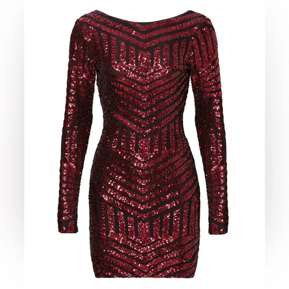 Dress the Population Dresses & Skirts - Dress the population pink sequin long sleeve dress
